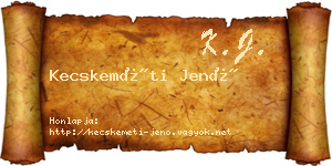 Kecskeméti Jenő névjegykártya